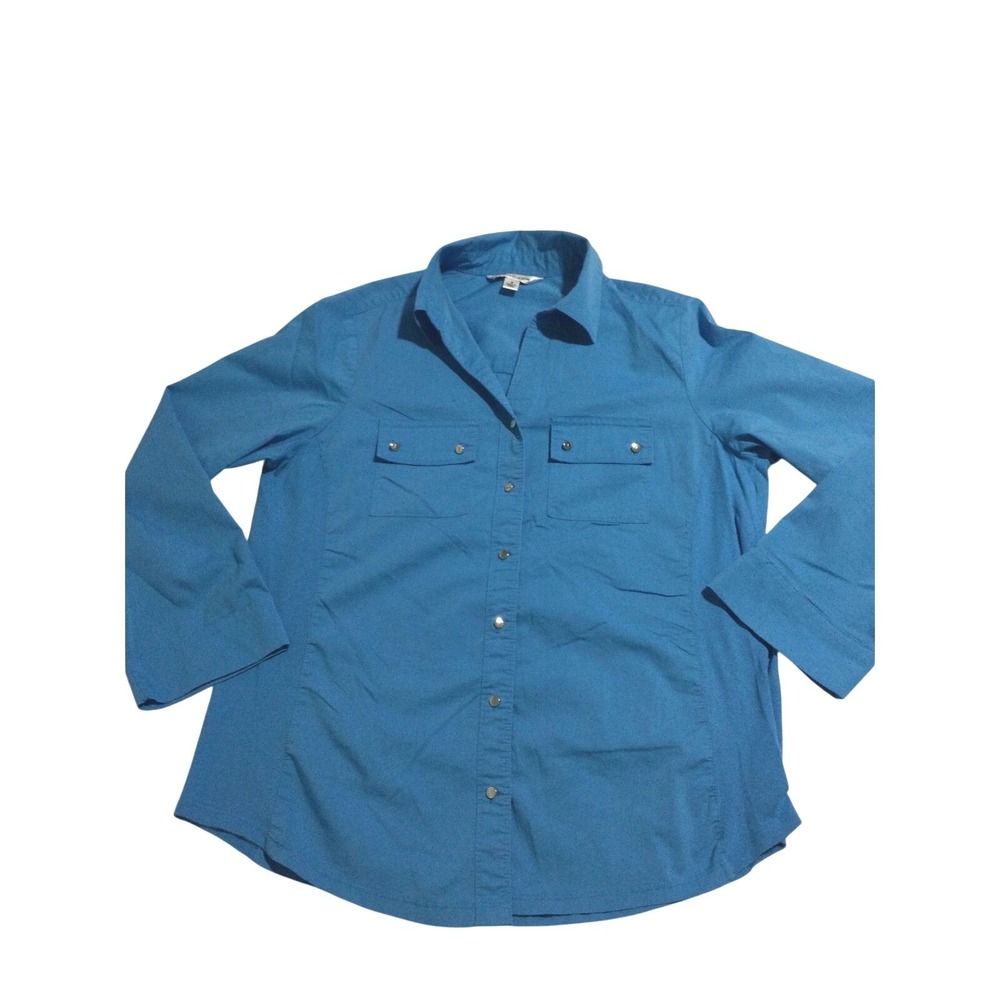 CRAFT & BARROW Blue Long Sleeve Button Down‎ Shirt With Pockets Womens Size S